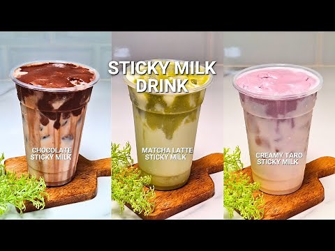 Thai Sticky Milk Drink | Chocolate, Matcha Latte and Creamy Taro Sticky Milk Drink