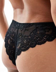 ONLY lace trim brazilian brief in black | ASOS
