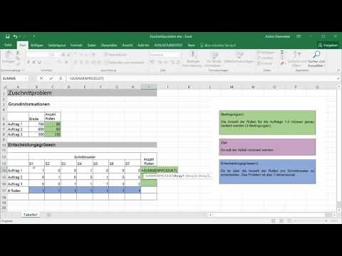 Excel Solver Beispiel 03 - Zuschnittproblem