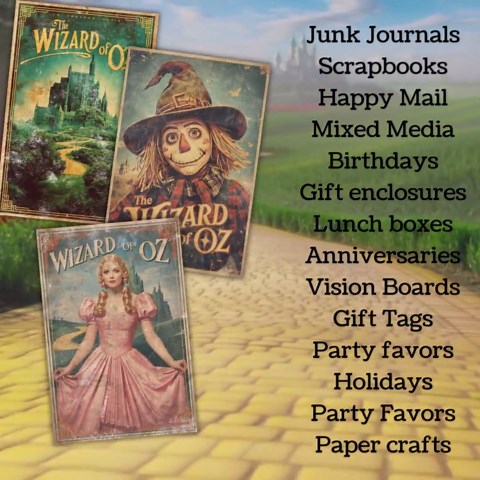 Wizard of Oz Vintage Movie Postcards Printable Junk Journal Cards Scrapbook Ephemera - Etsy