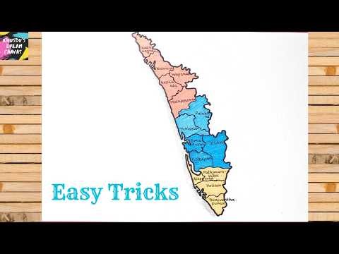 Kerala Map Drawing with Districts | Easy Step-by-Step Guide