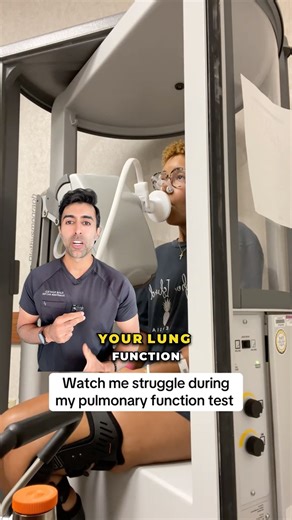 Kunal Sood, MD on Instagram: "Pulmonary function tests like plethysmography measure more than just airflow, they also assess total lung volumes, gas exchange, and even respiratory muscle strength. They’re used to evaluate conditions like asthma, COPD, or pulmonary fibrosis, and to guide treatment or surgical decisions. VC: @ty_alexus #medical #health #healthtips #pulmonaryfunctiontest #lunghealth #asthma #copd"