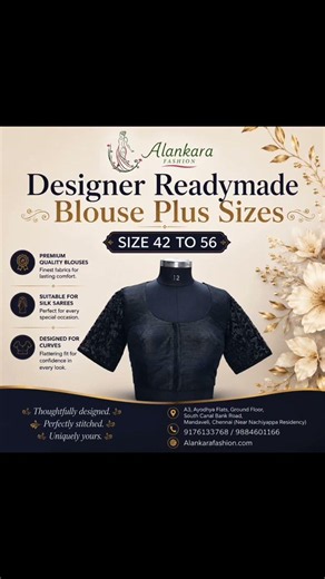 Designer readymade blouse plus sizes.