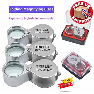 10X 20X 30X Folding Magnifying Glass Jewelry Coin Watch Repair Loupe 21mm Lens  | eBay UK