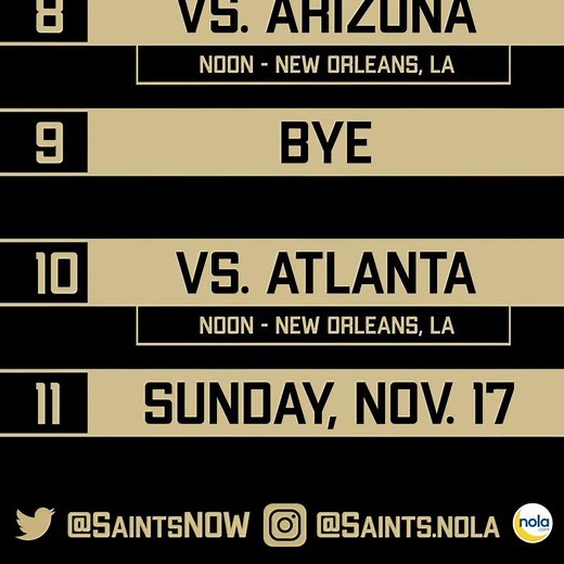 2019 New Orleans Saints schedule