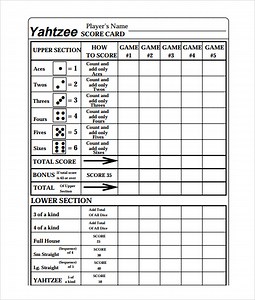 Triple Yahtzee Score Sheets Download