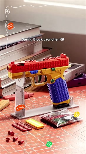 Automatic Spring Block Launcher Realistic Bounce Mechanism Stem Construction Set for Teens & Adults, Parent-Child Assembly Kit, Birthday Gift #toyblaster #buildingblockset #newarcheryproducts #toybrick #toy #toyshop