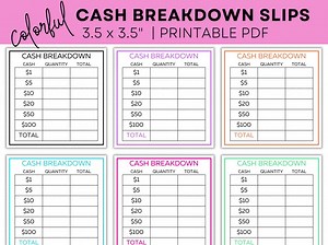 Printable Cash Breakdown Slip Printable Teller Slip Cash Withdrawal Slip Cash Denomination Slip Cash Budgeting Printable Cash Stuffing - Etsy