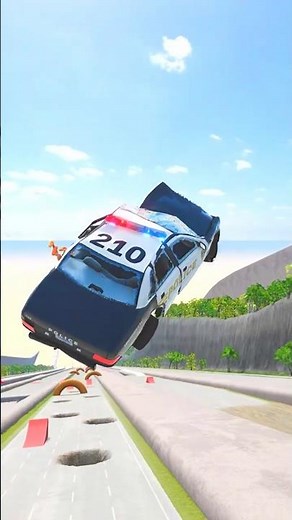 Police Car vs Crazy Crash Jump 🔥 Best Car Bus Truck Game - Mobil Truk Crashing Gameplay Shorts Video