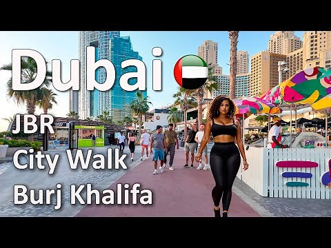 Dubai 4K🇦🇪 | JBR, Burj Khalifa, City Walk | Walking Tour Compilation