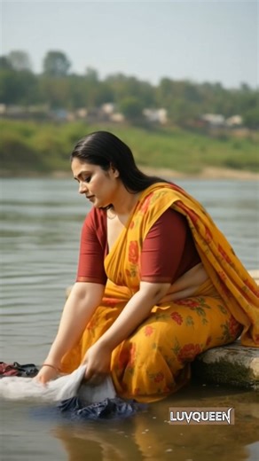 Glomour Saree Beauty | Village river side Washing Clothes ✨ #saree