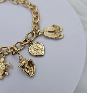 14k Gold Plated Puerto Rico Charm Bracelet: Couqui, Palma, Sea Turtle, Sea Shell, Starfish, Chanclas - Etsy