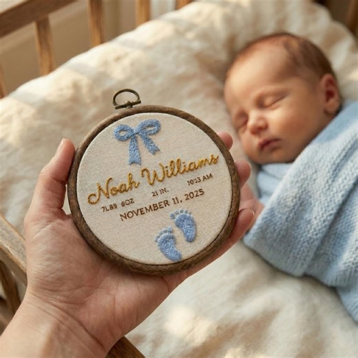 Personalized Baby Birth Announcement Embroidery Hoop, Newborn Name Hoop, Nursery Decor Gift, Baby Shower Gift, Baby Name Announcement Sign - Etsy Canada