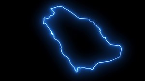 Download Animated Saudi Arabia map icon with a glowing neon effect for free