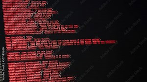 Programmer using laptop. Program code and script data on the screen close-up. Hacker attack.