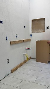 7.2K views · 658 reactions | These cabinets are stunning! 﫶 what do y’all think?! White oak- absolutely stunning! Now I need to finalize the counters and get them installed, so we can finish up the details like backsplash, build it ledge, lights, trim, it’s a long list but it’ll be so worth it! @skilpowertools make install easy! From drilling the holes, and installing the cabinets themselves, easy breezy! | Tool Girl’s Garage | Facebook