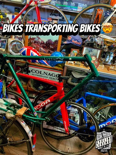 Back in our favourite retro bike shop, checking out a new way to transport bikes. Seen anything like it? Tell us in the comments! #retrobikes #cycling #cyclinglegends | Cycling Legends Media