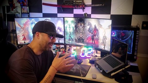 KOSUMOSU RGB Clock for Gaming Desk Clock 9.7" 3D LED Digital Clock for Bedroom, Gaming Room with Remote/Dimming/Date/Temperature