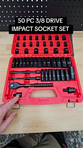VEVOR 50 PC 3/8 DRIVE IMPACT SOCKET SET, DEEP AND SHALLOW, STANDARD AND METRIC, RACHET, WOBBLE AND EXTENSIONS. #socketset #tools #tiktokshopcreatorpicks #tiktokshopholidayhaul #tiktokshopstockup @VEVOR Store @Haidee_Collab @CreatorCollab_Mabel