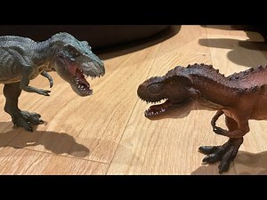 Tyrannosaurus rex vs tarbosaurus bataar (stop motion battle)