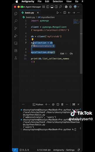 Python Advanced MongoDB | Part 14 #cybersecurity #mongodb #database #collection #tutorial #pythontutorial #collections #mongodbtutorial
