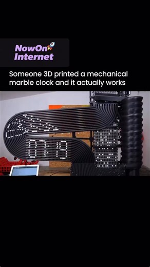 NowOnInternet on Instagram: "This creator spent months trying to build a fully working mechanical marble clock using nothing but 3D printed parts. What looked simple at first quickly turned into a massive challenge. Tracks jammed, lifts failed, and whole sections had to be reprinted and hand-finished just to get the timing right. Credit: @ivanmirandawastaken /YT #engineering #3dprinting #technology #technews #innovation"