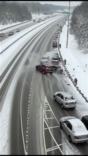 Out of Control on Icy Highway: Car Slides Past Pedestrian in Terrifying Winter Near-Miss #automobile