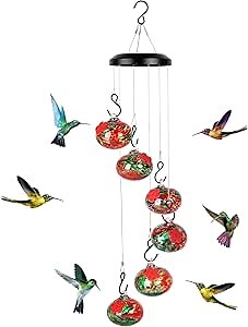 Charming Wind Chimes Hummingbird feeders for Outdoors Hanging ant and bee Proof,Never Leak,Perfect Garden Decor for Outside