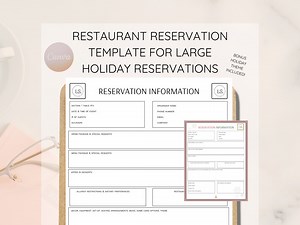 Restaurant Reservation Sheet for Large Groups and Special Holiday Menu's, Editable Reservation Template, Instant Download, Canva Template - Etsy