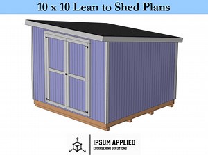 10x10 Lean-to Shed Plans: DIY Backyard Storage (PDF Blueprint) - Etsy