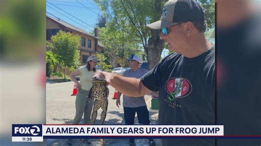 Alameda family competes in frog jumping contest