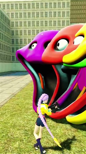 RUMI VS ALL HUNGRY WORMS COLLORS in Big City! #garrysmod