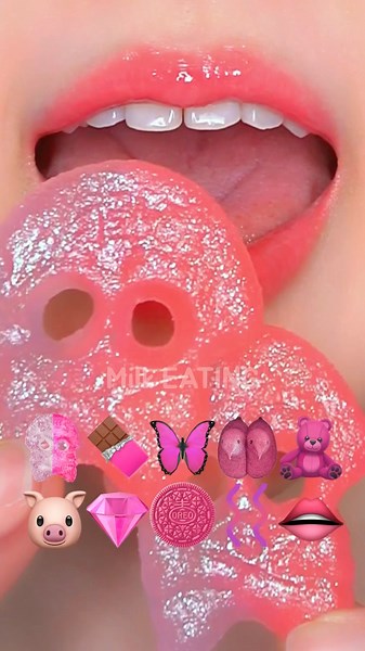 ASMR PINK EMOJI FOOD 💗 분홍색 이모지 먹방 #shorts #asmr #입술먹방