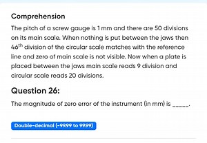 ComprehensionThe pitch of a screw gauge is 1 mm and there are ... | Filo