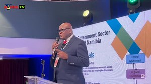 LOCAL AUTHORITIES: Chief Executive Officer for the Swakopmund Municipality Archie Benjamin presenting on ‘Handling communication from a local authority perspective’. Benjamin is one of the presenters on day two of the ongoing Effective Communicators Conference taking place at Swakopmund. (Video: Isabel Bento) #NampaTv #ECC2025 #CommunicationConference #Swakopmund | Namibia Press Agency
