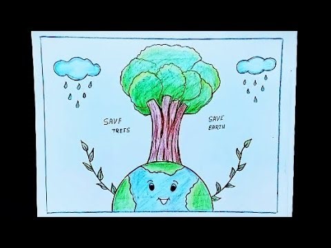 Save Earth Save Trees Drawing /Earth Day Drawing Poster