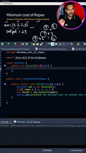 🔥 Minimum Cost of Ropes Explained in 60 Seconds | Greedy Algorithm