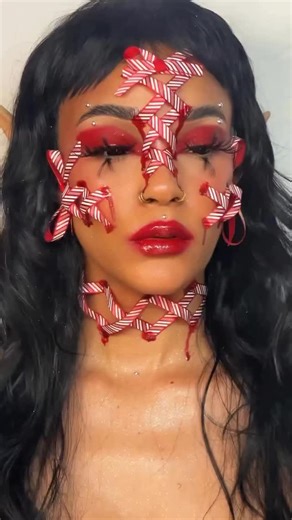 Makeup A Murder, INC ™ on Instagram: "Creepy Elf 🎄🥀 @beatzbybritt using CAUSE of DEATH liquid eyeshadow in shade Murderer 🔪🩸🖤 IB: @pixie_bl00d @maybelline - Grippy Serum @elfcosmetics - contour palette @milkmakeup - lip and cheek blush in “Werk” @hauslabs - concealer & foundation @onesize - setting powder @fentybeauty - highlight “Wattabrat” @makeupamurder - liquid eyeshadow “Murderer” on eyes and lips @mehronmakeup - stage blood @pinkyparadisedotcom - black sclera lenses #makeupamurder #ma