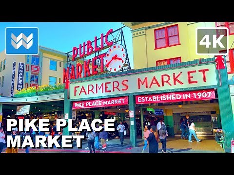[4K] PIKE PLACE MARKET & GUM WALL - Downtown Seattle Washington - Food Walking Tour Vlog & Guide