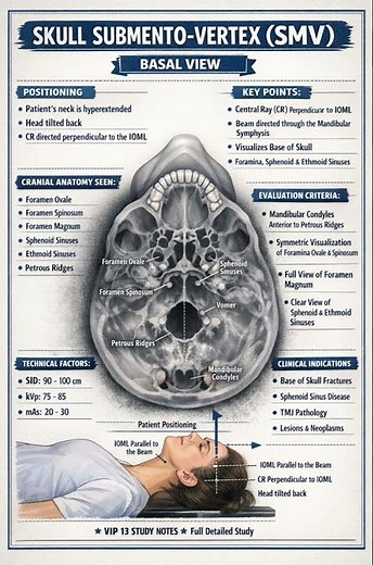 Skull SMV (Submento-Vertex) View Explained in 60 Seconds | Basal View X-Ray Positioning #radiology