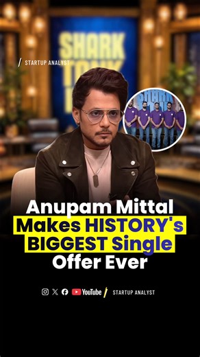 Startup Analyst on Instagram: "The moment Shark Tank India Season 5 changed forever... Anupam Mittal drops the BIGGEST SINGLE OFFER in the show's HISTORY: ₹8 CRORE for 26% equity! He literally said, 'I've been searching for a business like this my ENTIRE LIFE!' For The Binge Town – the revolutionary private theatre chain turning birthdays, anniversaries, romantic dates, surprise proposals & squad celebrations into immersive cinematic experiences with big screens, cozy setups, surround sound & ze