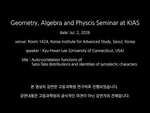 [GAP] Kyu-Hwan Lee - Auto-correlation functions of Sato-Tate distributions and identities of sympl..