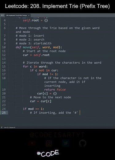 Leetcode 208. Implement Trie (Prefix Tree) in Python | Python Leetcode | Python Coding Tutorial