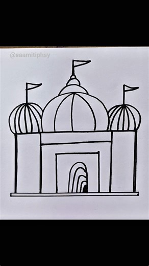 Easy drawing of masjid 🕌🤲🕋🤲🤲🤲🤲🤲🤲🤲 #trending