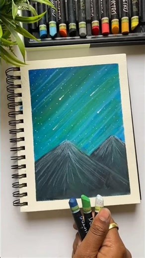 🌌 Easy Northern Lights Drawing | Oil Pastel Art for Beginners #drawing #oilpastel #art #painting