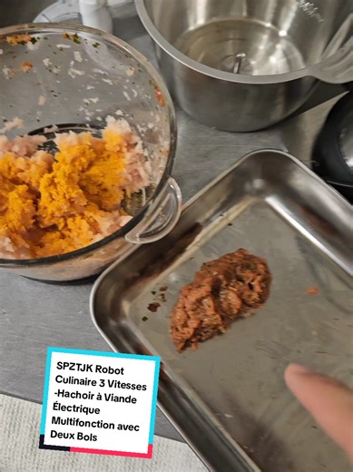SPZTJK Robot Culinaire 3 Vitesses -Hachoir à Viande Électrique Multifonction avec Deux Bols (Acier Inoxydable & Verre) et Lames - Idéal pour Hacher Légumes, Ail, Salade et Préparer Purées pour Bébé #cuisine #recette #legume #maman #ramadan