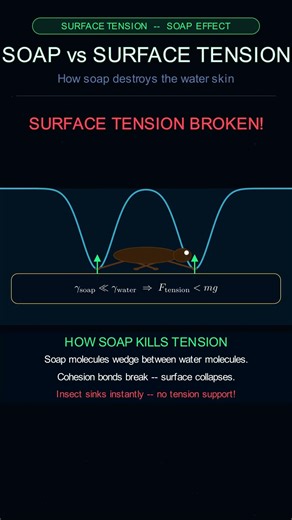 Soap destroys Surface Tension #fluidmechanics #chemicalengineering #engineeringshorts