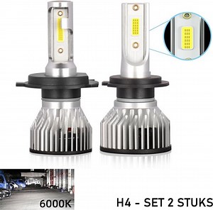 H4 LED lamp 18000 Lumen 6000k Helder Wit (set 2 stuks) incl CANbus EMC CHip... | bol