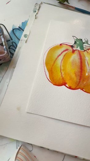 3.3K views · 60 reactions | It’s watercolor pumpkin week!!! Follow along everyday for quick-win tutorials in under a minute :) #watercolor #easyart #fallart | Art for Joy's Sake with Kristy Rice | Facebook