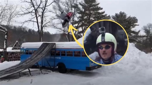 WATCH: "I'm Still Gonna Send It" Guy Jumps Sled Over School Bus